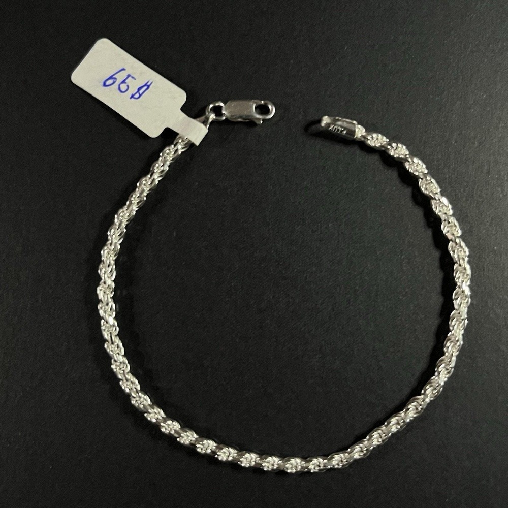 Esclava De Plata 925 Con Tejido Rope,925 Silver Bracelet